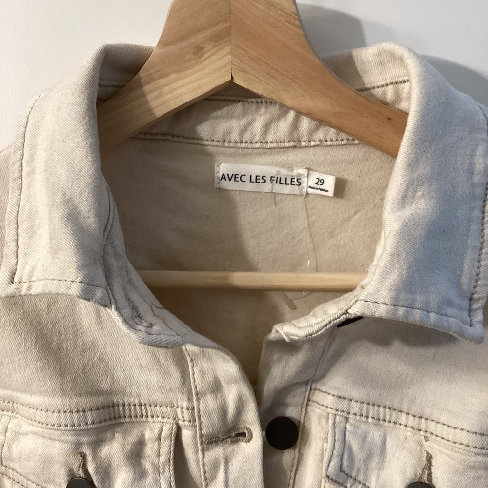 Avec Les Filles Tie Waist Denim Jumpsuit – Ecru Cream Women’s‎ One Piece - Picture 8 of 15